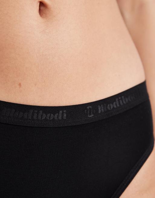 Modibodi - Braguitas menstruales negras de absorción ligera de corte clásico, 2 de 4