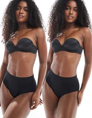 Modibodi - ModiComfort - Lot de 2 culottes menstruelles sans coutures pour flux léger/moyen - Noir