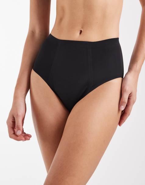 Modibodi seamfree high waisted super absorbency period briefs in black - view 1