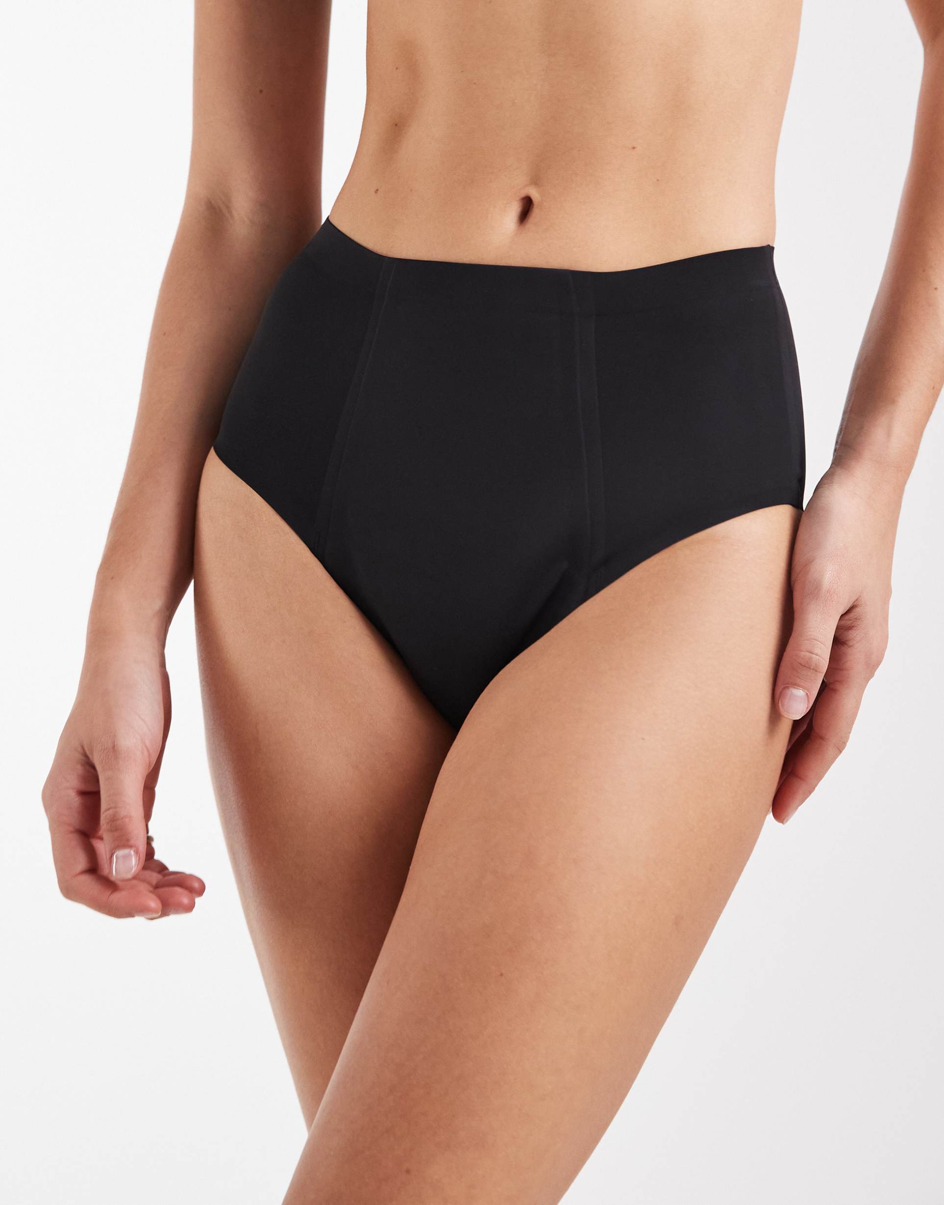 modibodi seamfree high waisted super absorbency period briefs in black