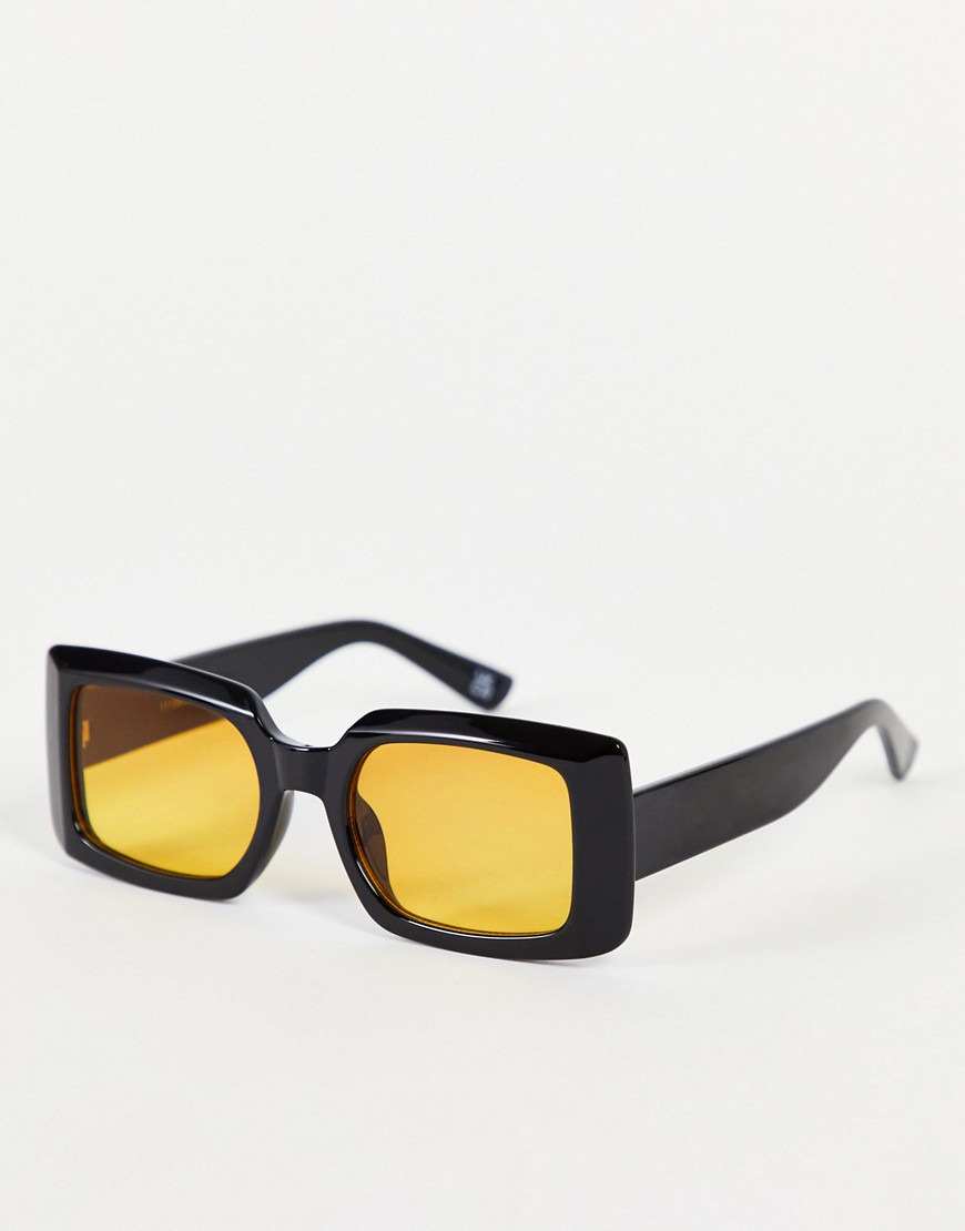 фото Модные очки-авиаторы в черной скошенной квадратной праве с оранжевыми стеклами asos design-черный цвет