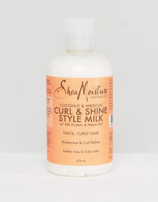 фото Молочко для укладки волос с экстрактами кокоса и гибискуса shea moisture curl & shine-бесцветный