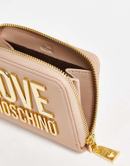 Monedero color vison con cremallera en el contorno y logo de metal de Love Moschino ASOS