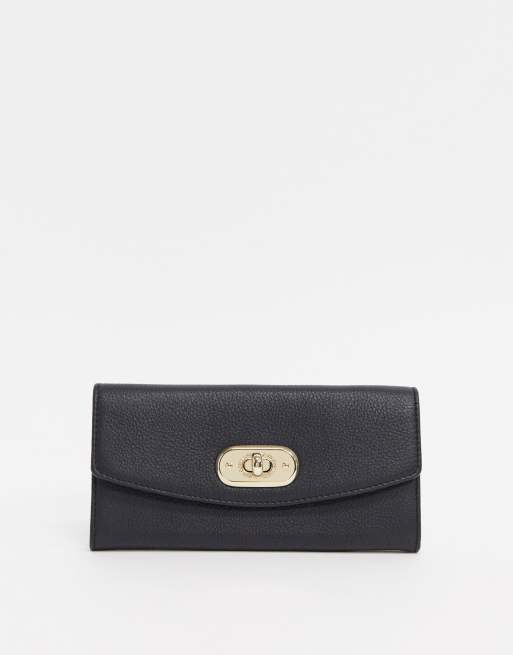 Monedero de cuero negro con broche dorado de Paul Costelloe