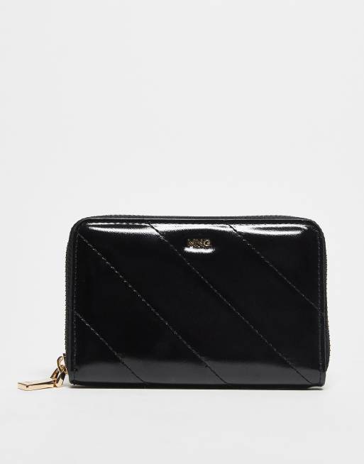 Monedero negro de charol de Mango