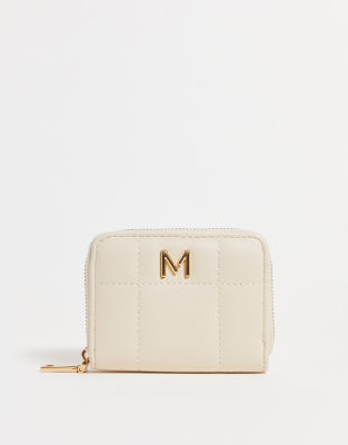 Monedero peque o blanco hueso con cremallera de Mango ASOS