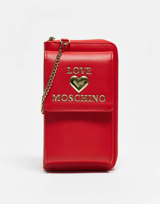 Monedero rojo con logo en forma de corazón y detalle de cadena de Love | ASOS