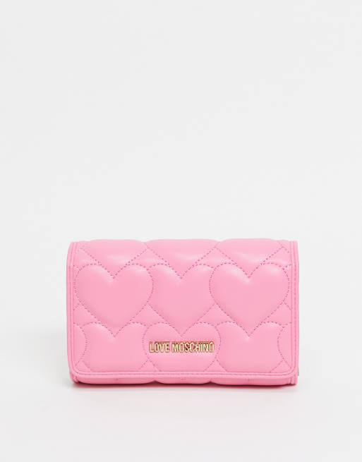 Monedero rosa guateado con diseño de corazones de Love | ASOS