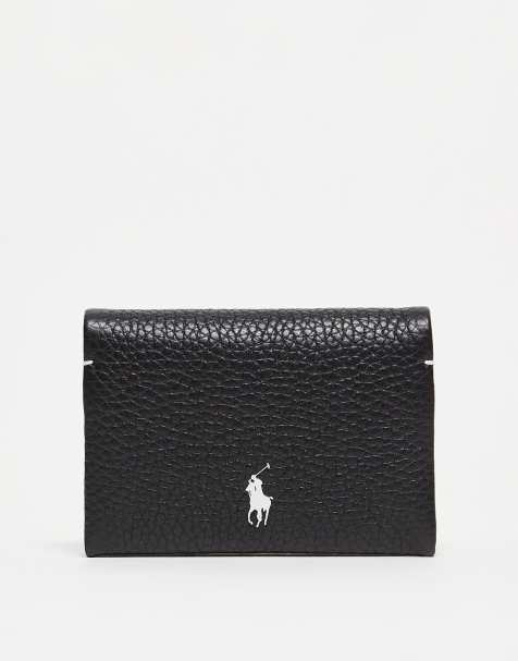 Monedero tarjetero negro con botón de presión de cuero Polo Play de Polo Ralph Lauren - view 1