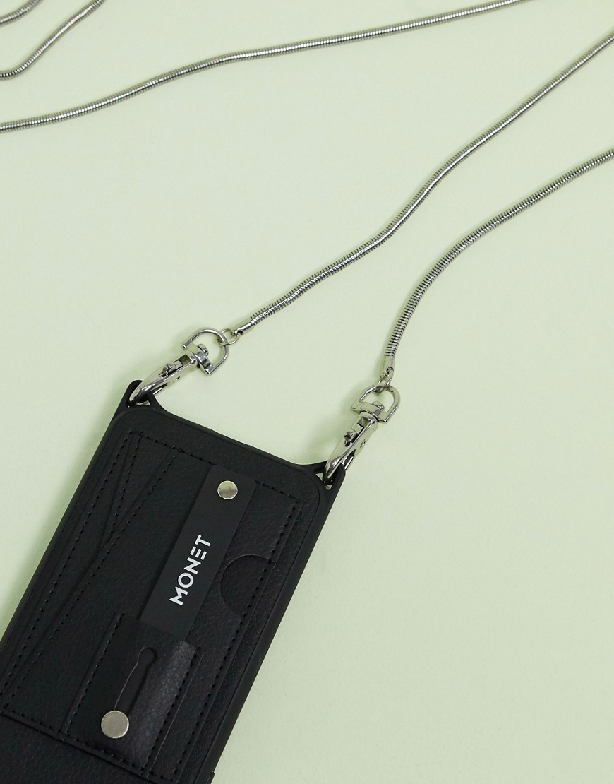 Monet - Portacellulare nero a tracolla con supporto a portafoglio e impugnatura-Multicolore