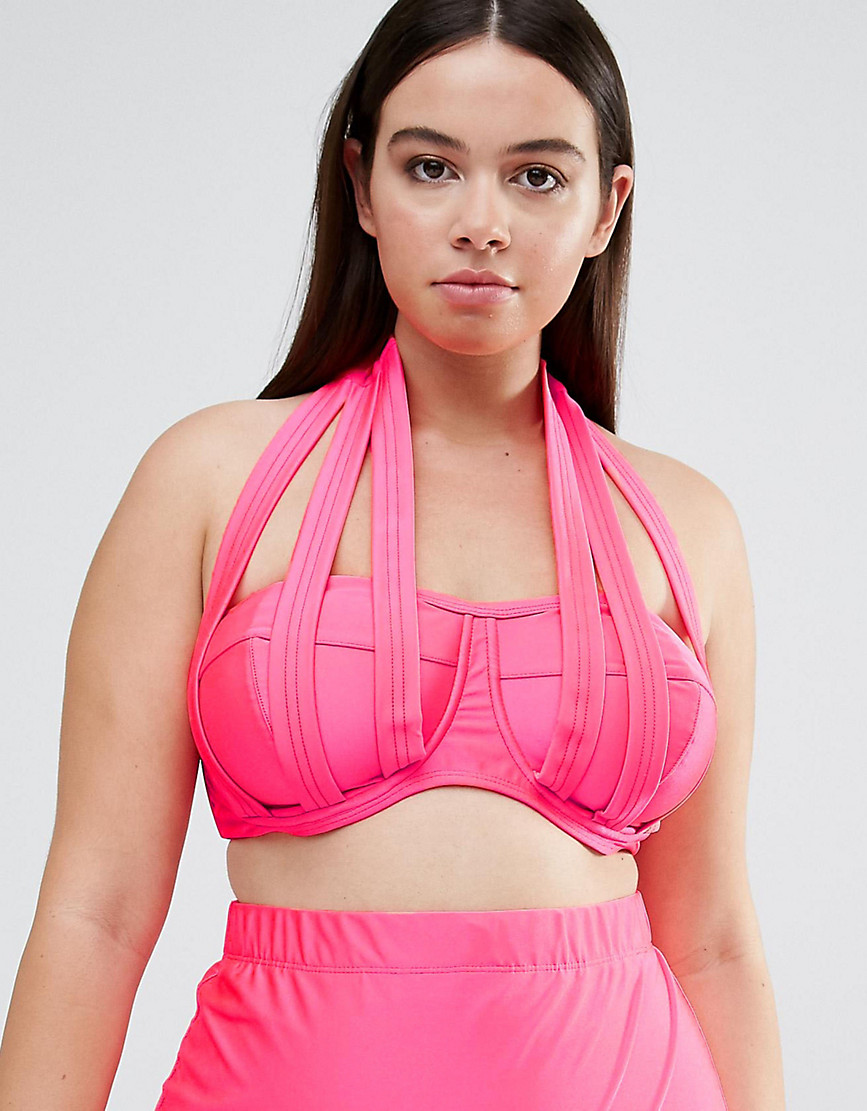 Monif C - Roze bikinitop met touwtjes-Oranje