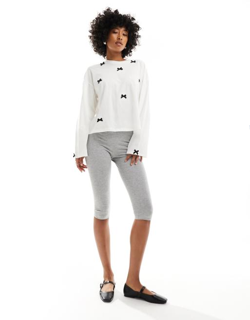 Monk - Cropped gråmelerede capribukser med stretch
