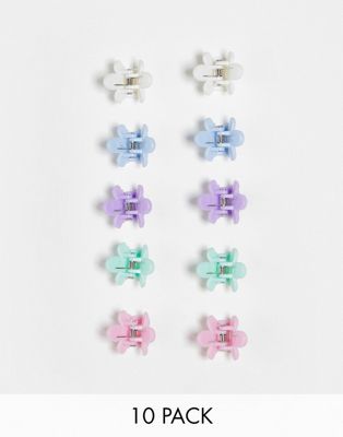 10 pack pastel floral hair clips in multi