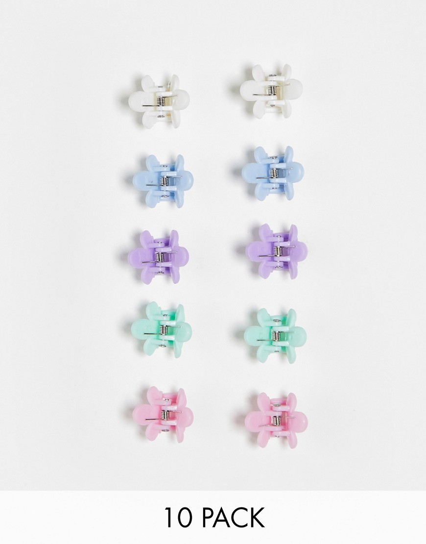 Monki 10 Pack Pastel Floral Hair Clips In Multi