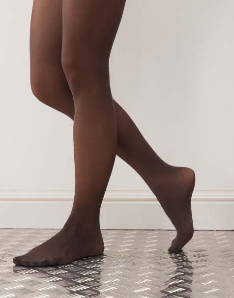 Monki 2 pack 20 denier tights in white and dark brown - view 1