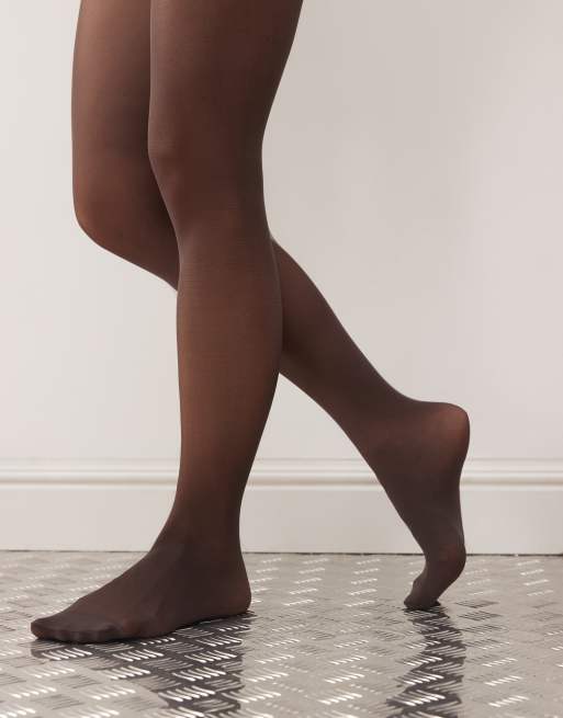 Monki 2 pack 20 denier tights in white and dark brown
