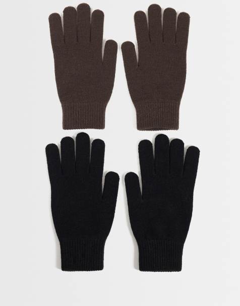 Monki 2-pack gloves in black and chocolate brown - view 1