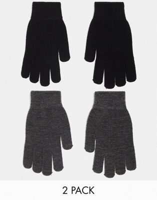 2-pack gloves in black and gray
