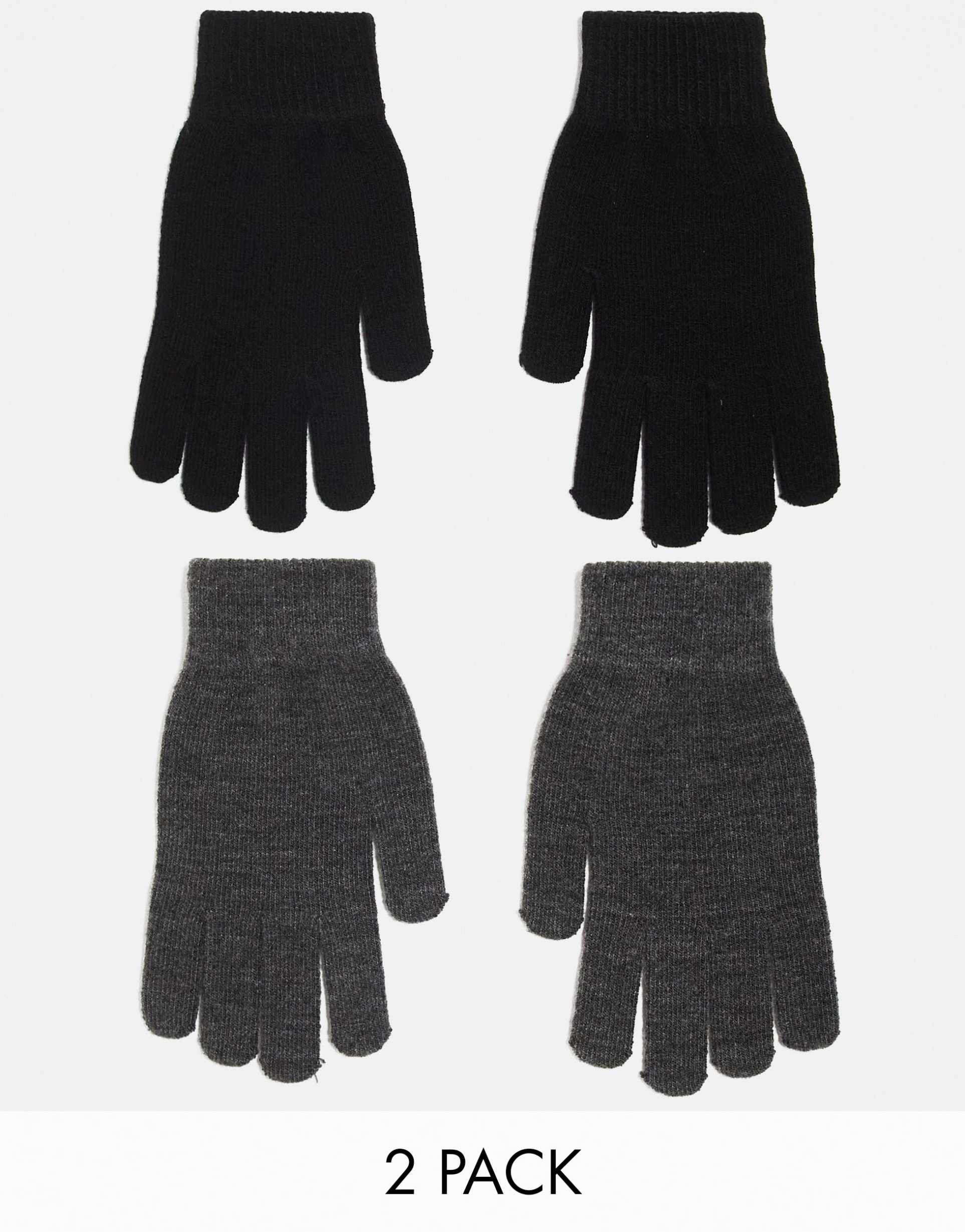 monki 2-pack gloves in black and gray