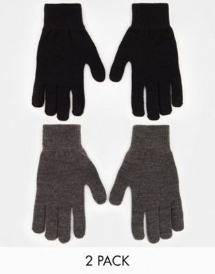 Monki 2 pack gloves in black and grey