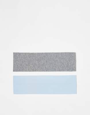 Monki 2 pack headbands in blue and grey melange-Multi