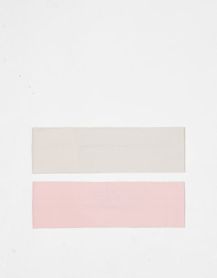 Monki 2 pack headbands in pink and grey melange-Multi