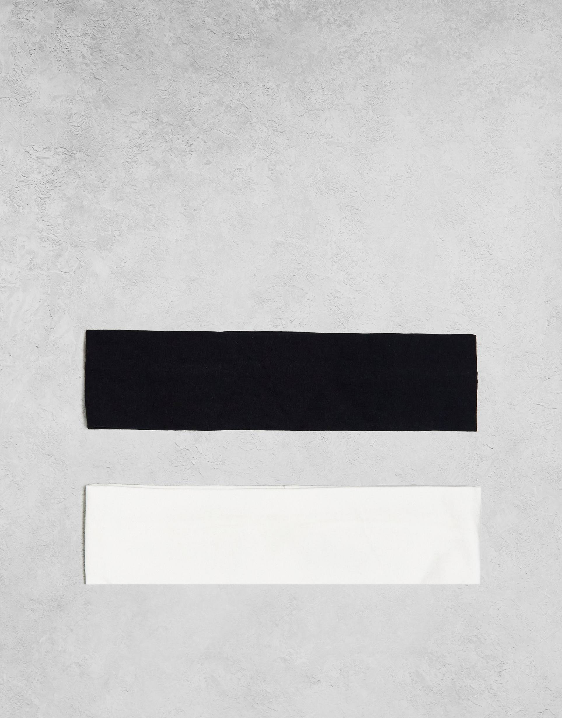 monki 2 pack jersey headband in black and white