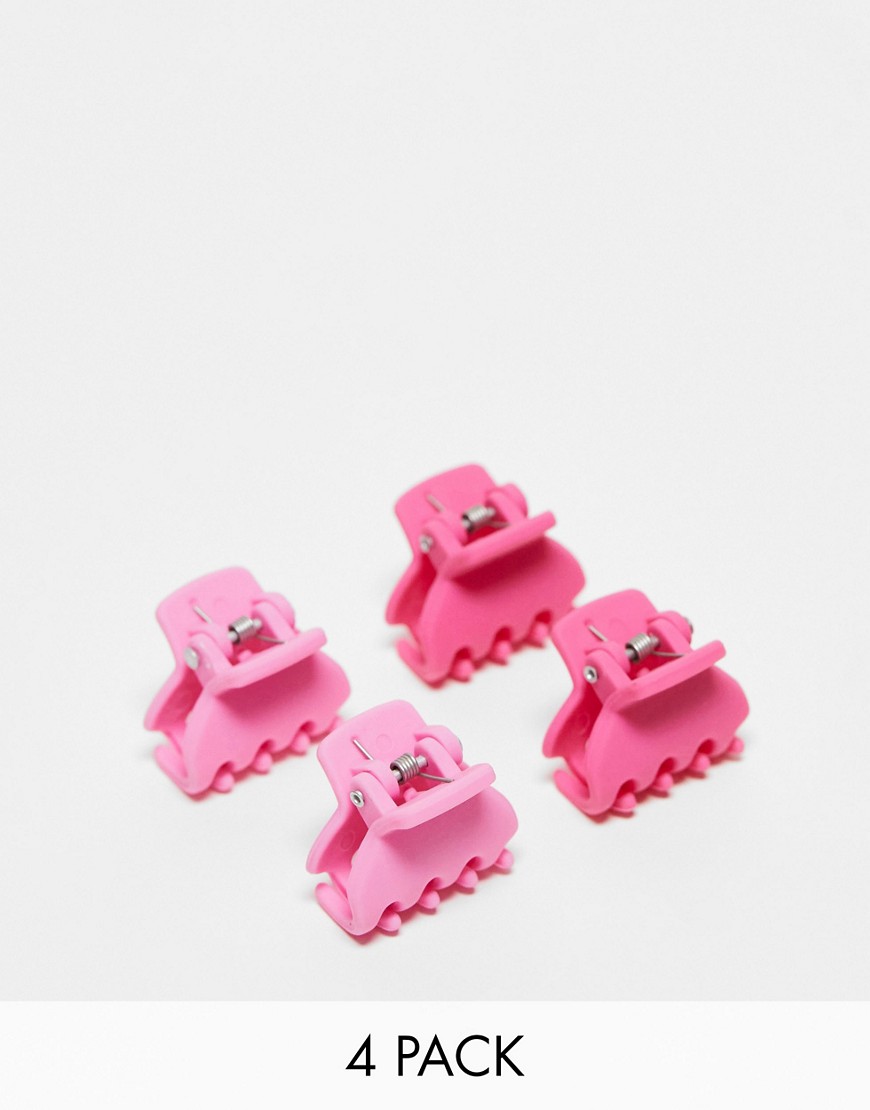 Monki 2 Pack Mini Hair Claws In Pink