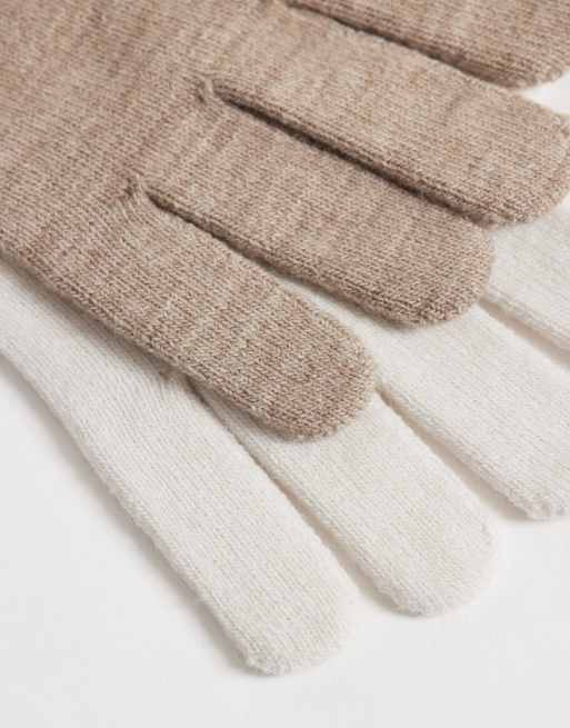 Monki 2-pack rękawiczek w kolorze taupe, beżowym i kremowym, 2 z 3