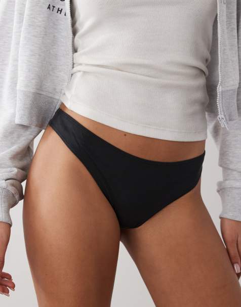 Monki 2 pack soft brazilian thong in black