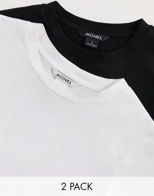 Monki 2 pack t-shirt in black and white
