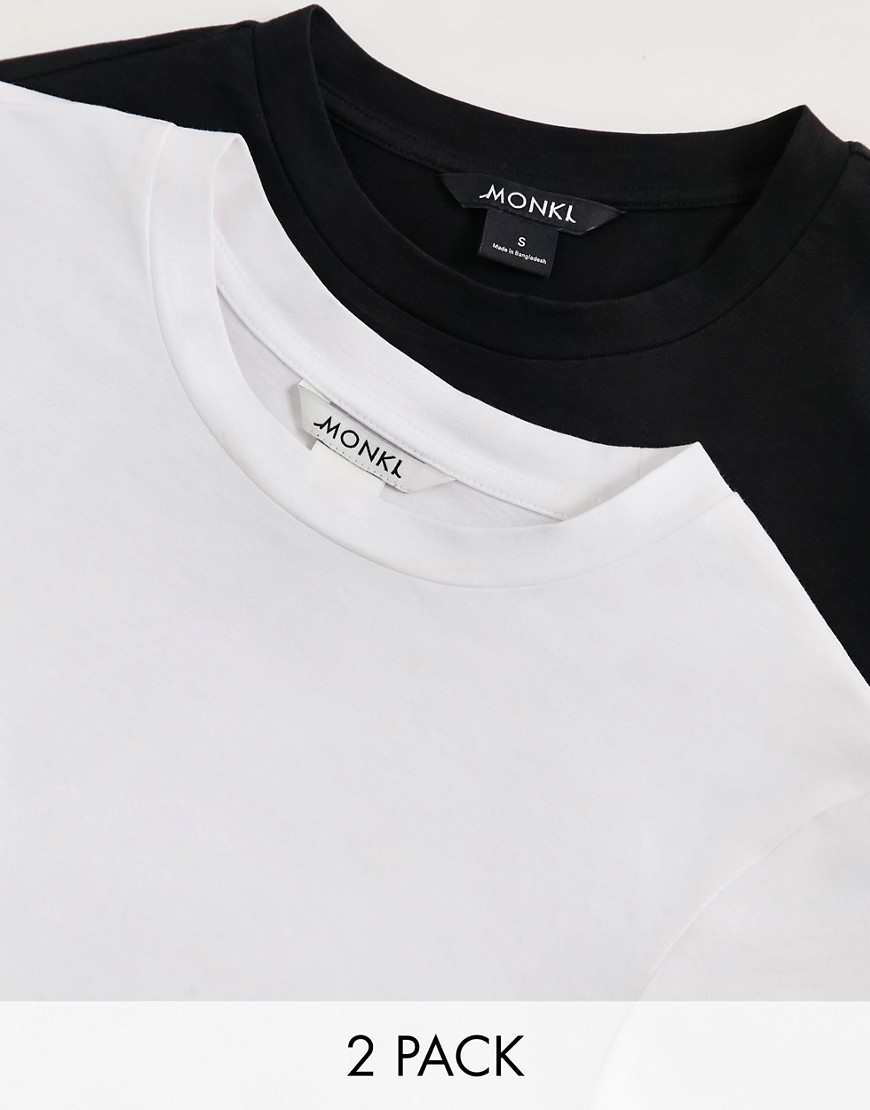 Monki 2 Pack T-shirt In Black And White-multi