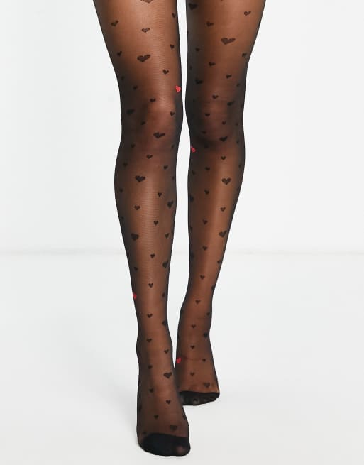 Hearts pattern tights