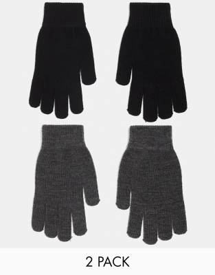 Monki - 2er-Pack Handschuhe in Schwarz und Grau