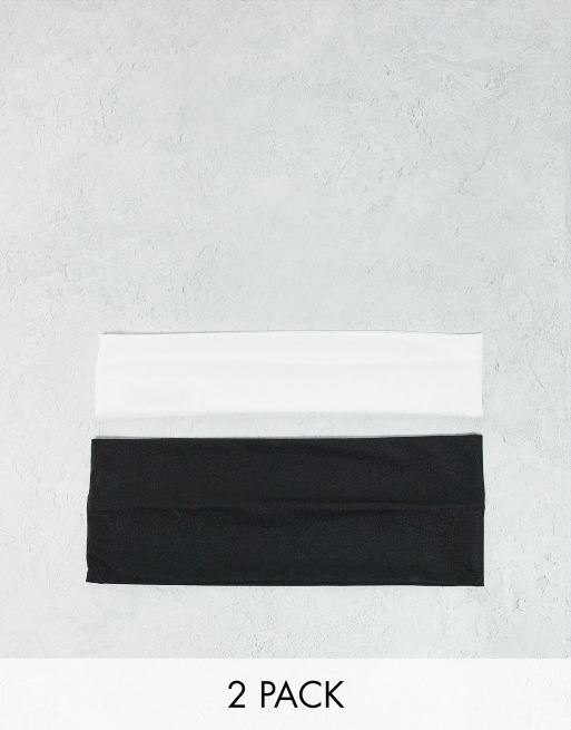 Monki – 2er-Pack Stirnbänder in Schwarz und Weiß