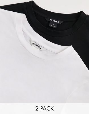 Monki - 2er-Pack T-Shirts in Schwarz und Weiß-Bunt