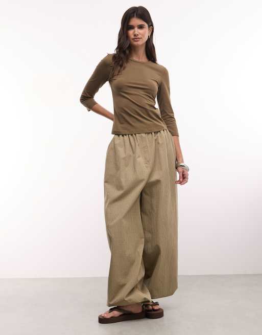 Monki 3/4 sleeve top in khaki, 4 of 4