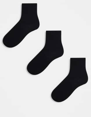 Monki Monki 3 pack ankle socks in black