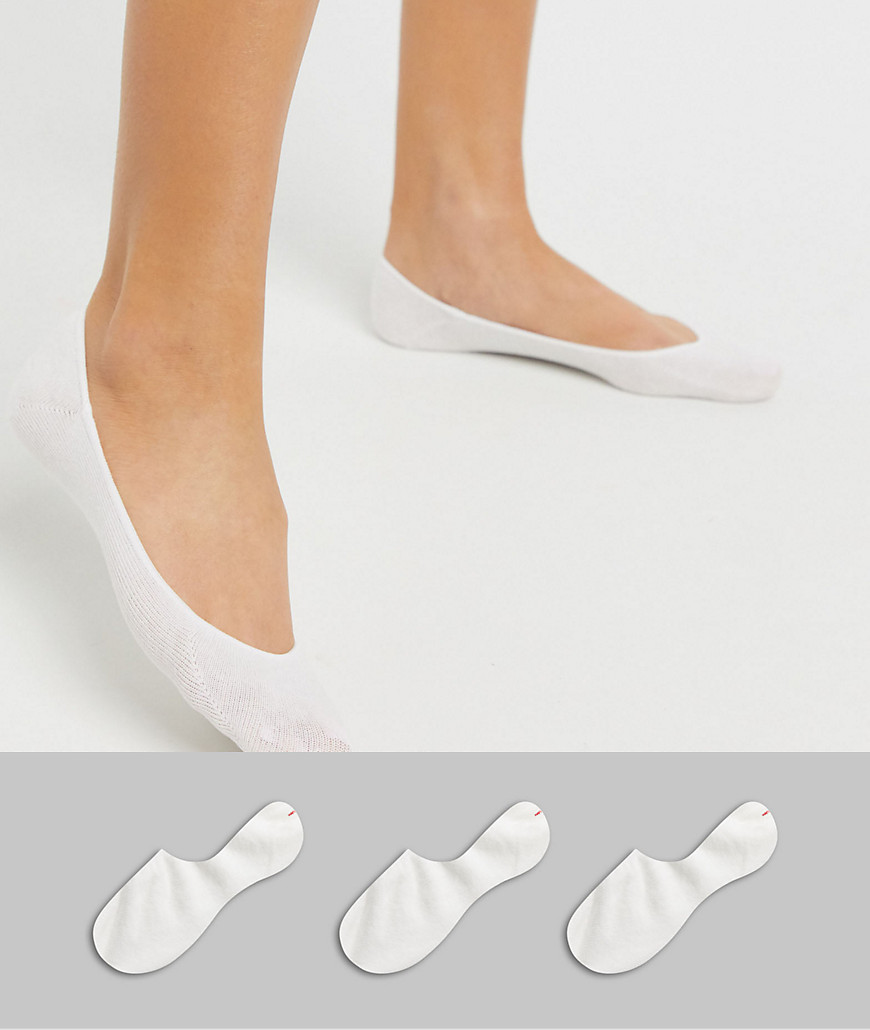 Monki 3 pack invisible footsie socks in white
