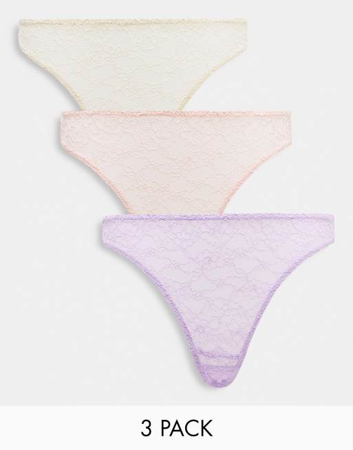 3-Pack Lace Thongs