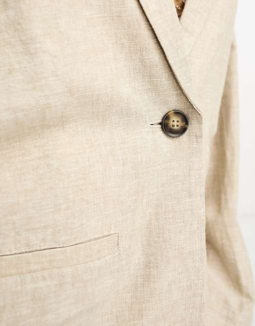 Monki 3 piece linen blazer in beige - part of a three piece Monki 3 piece linen blazer in beige - part of a three piece