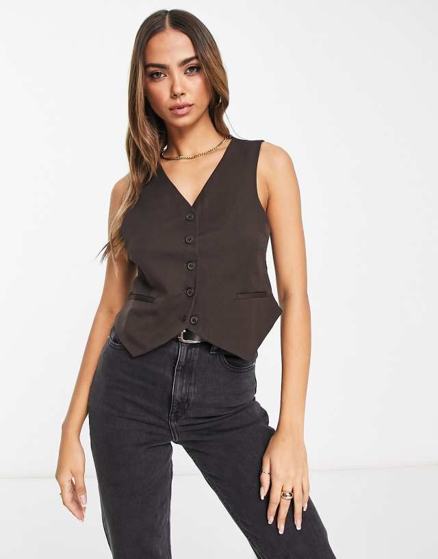 Monki 3 piece vest in brown - part of a set