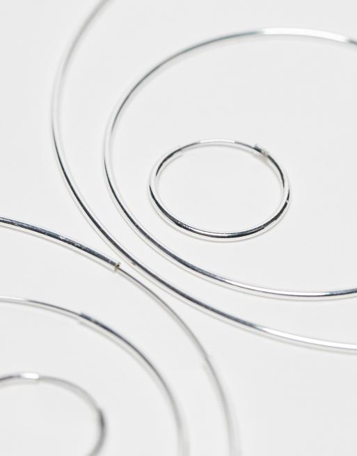 Monki – 3er-Pack große Creolen in Silberoptik, 2 von 4