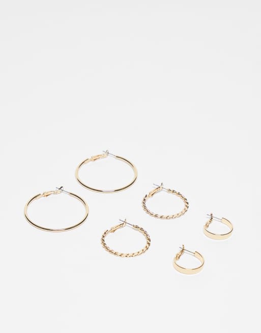 Monki – 3er Packung goldene Creolen