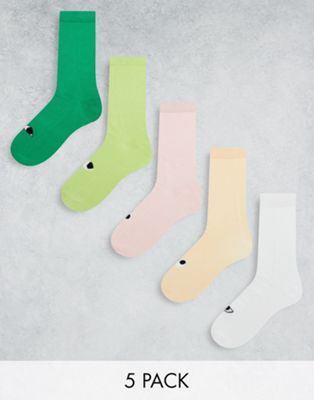 Monki 5 pack face ankle socks in multi