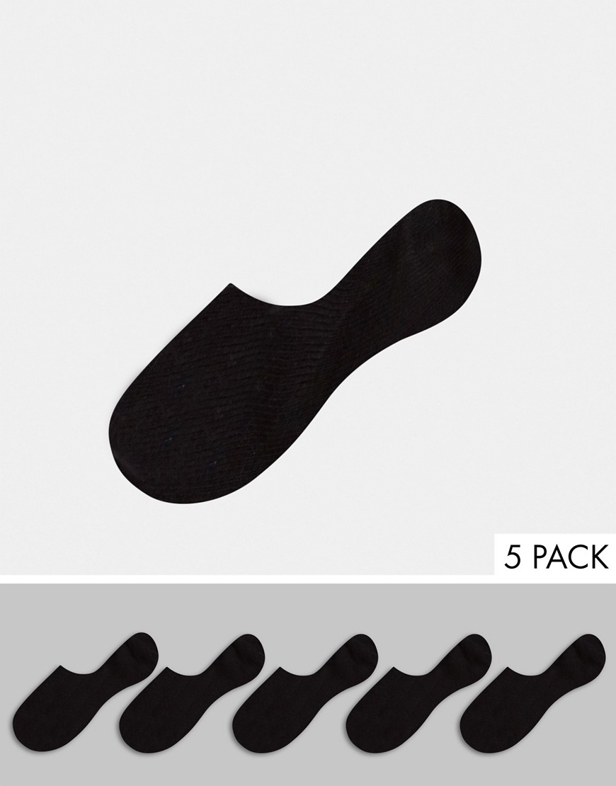 Monki 5 pack organic cotton blend sneaker socks in black-Blues