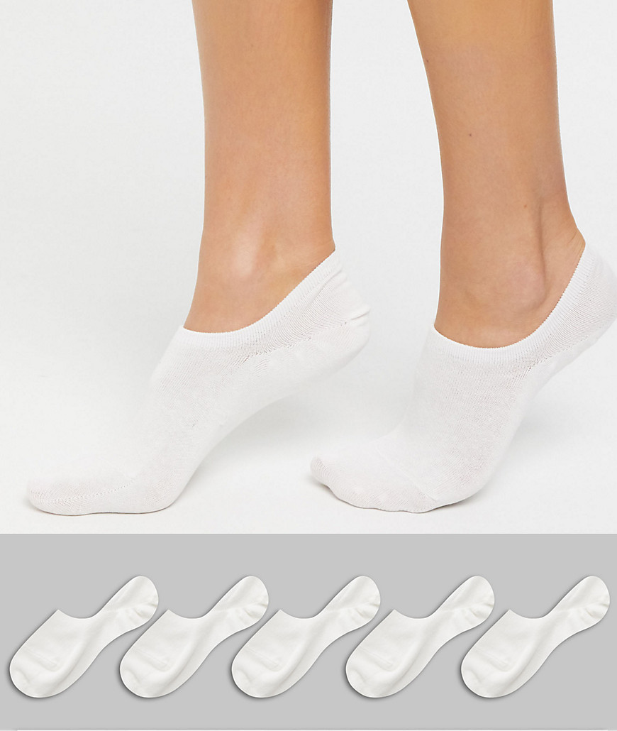 Monki 5 Pack organic cotton blend sneaker socks in white