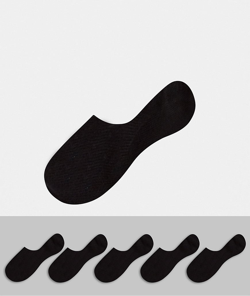 Monki 5 pack organic cotton sneaker socks in black-Blue