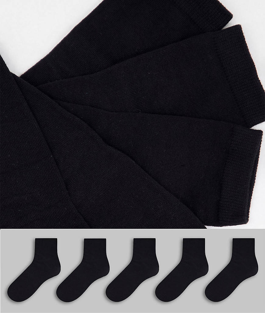 Monki 5 pack organic cotton socks in black