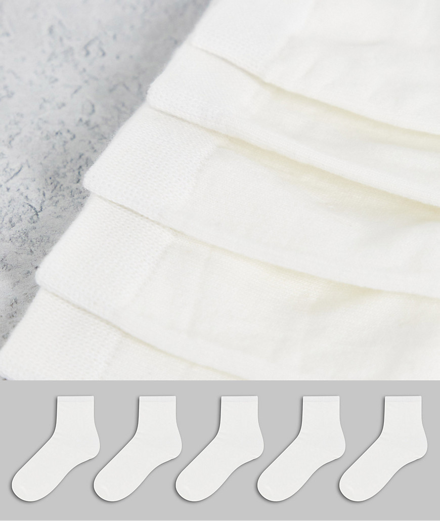 Monki 5-pack organic cotton socks in white